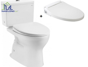 Bàn cầu 2 khối TOTO nắp rửa cơ TCW07S kèm vòi rửa nước lạnh Ecowasher CS302DE2