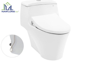 Bàn cầu 1 khối TOTO nắp rửa cơ TCW1211A kèm vòi rửa nước lạnh Ecowasher TOTO MS823DRE4