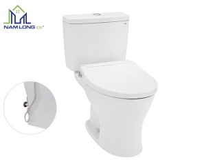 Bàn cầu 2 khối TOTO nắp rửa cơ TCW07S kèm vòi rửa nước lạnh Ecowasher CS735DE2