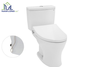 Bàn cầu 2 khối TOTO nắp rửa cơ TCW1211A kèm vòi rửa nước lạnh Ecowasher CS735DE4