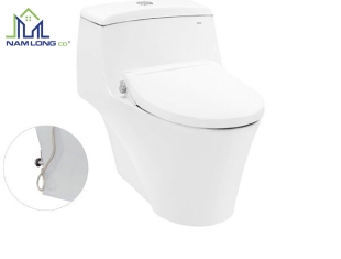 Bàn cầu 1 khối TOTO nắp rửa cơ TCW07S kèm vòi rửa nước lạnh Ecowasher TOTO MS823DRE2